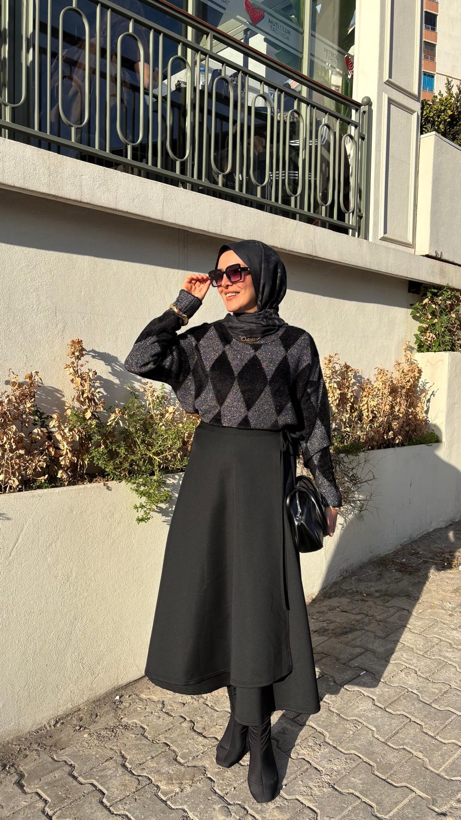 simli baklava desenli tunik